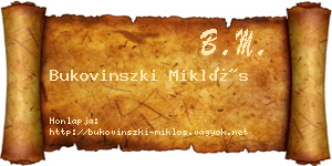 Bukovinszki Miklós névjegykártya